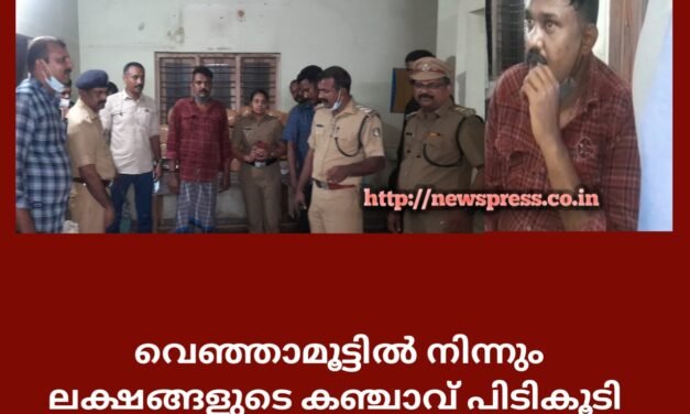വെഞ്ഞാറമൂട്ടിൽ നിന്നും ലക്ഷങ്ങളുടെ കഞ്ചാവ് പിടികൂടി